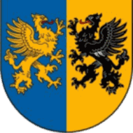 Wappen des früheren Landkreises Nordvorpommern mit Greif und Adler